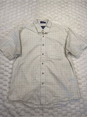 Pendleton Shirt Men's Large Broadway Cloth Wrinkle Resistant Short Sleeve Check
